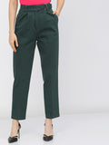 Tokyo Talkies Women Green Solid Tapered Fit Casual Trouser - Green - Image 1