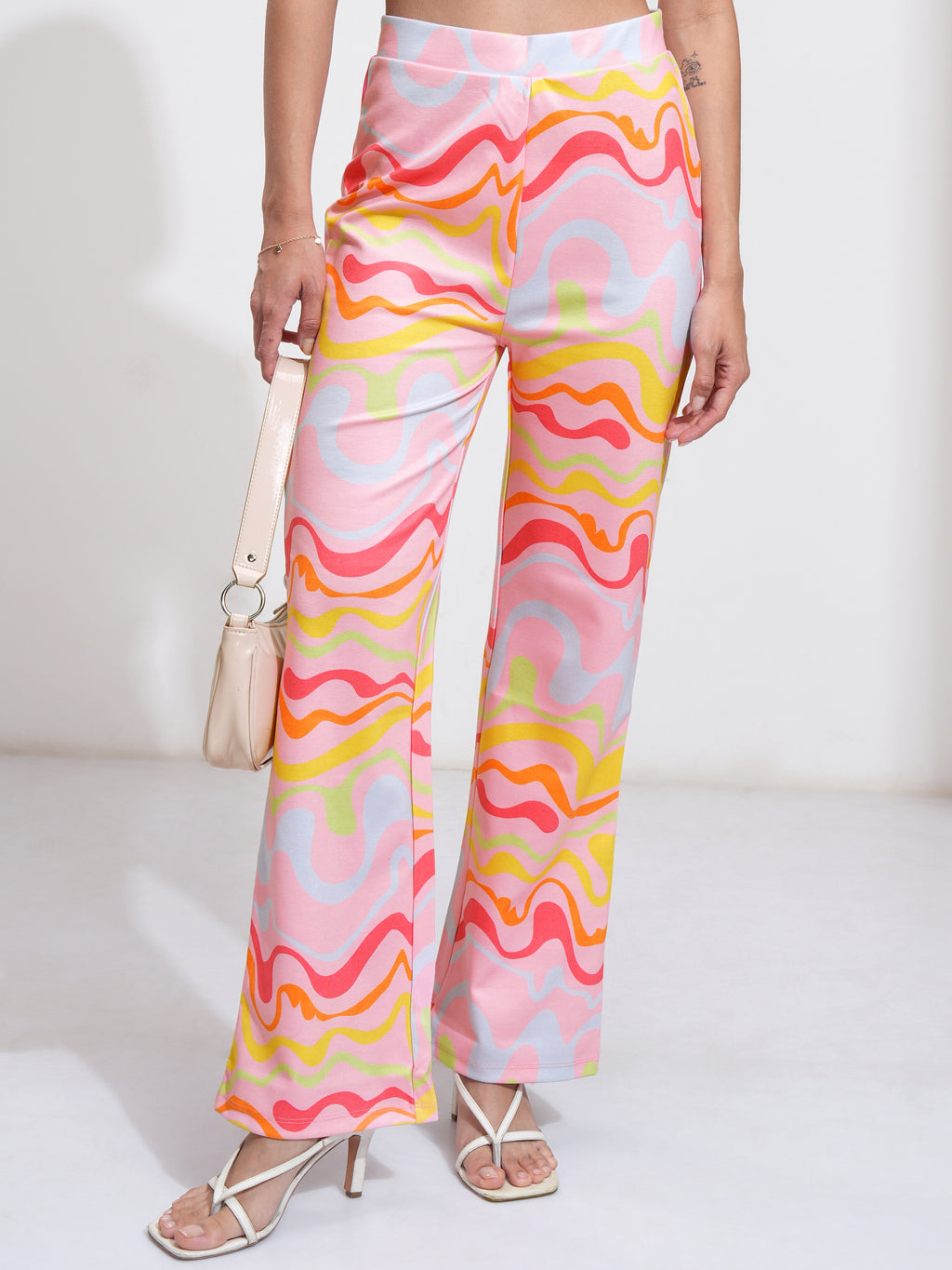 Tokyo Talkies Women Pink Printed Slim Fit Casual Trouser - Pink - Image 1