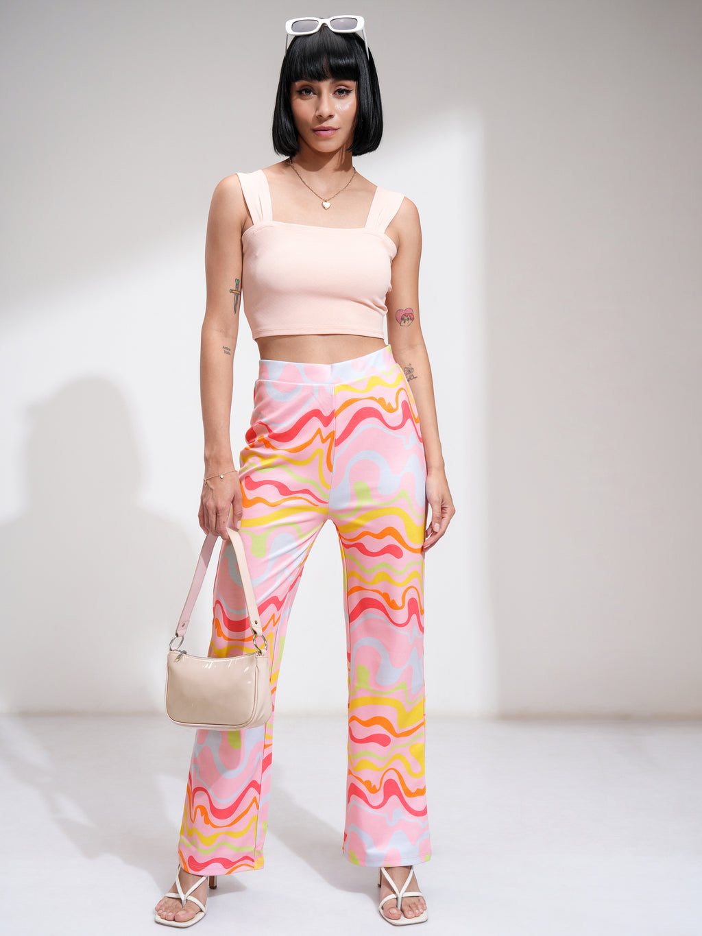 Tokyo Talkies Women Pink Printed Slim Fit Casual Trouser - Pink - Image 2