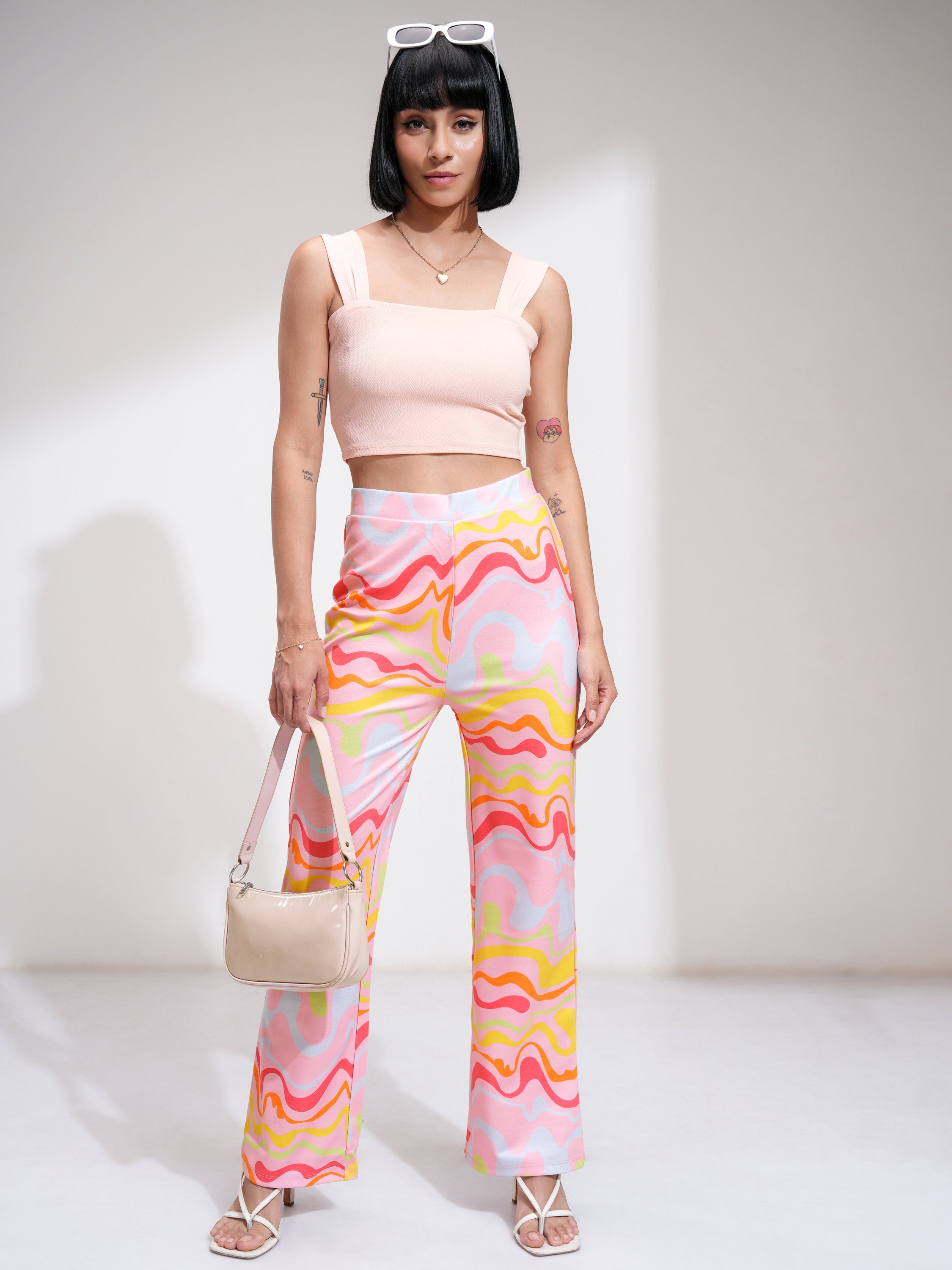 Tokyo Talkies Women Pink Printed Slim Fit Casual Trouser - Pink - Image 2