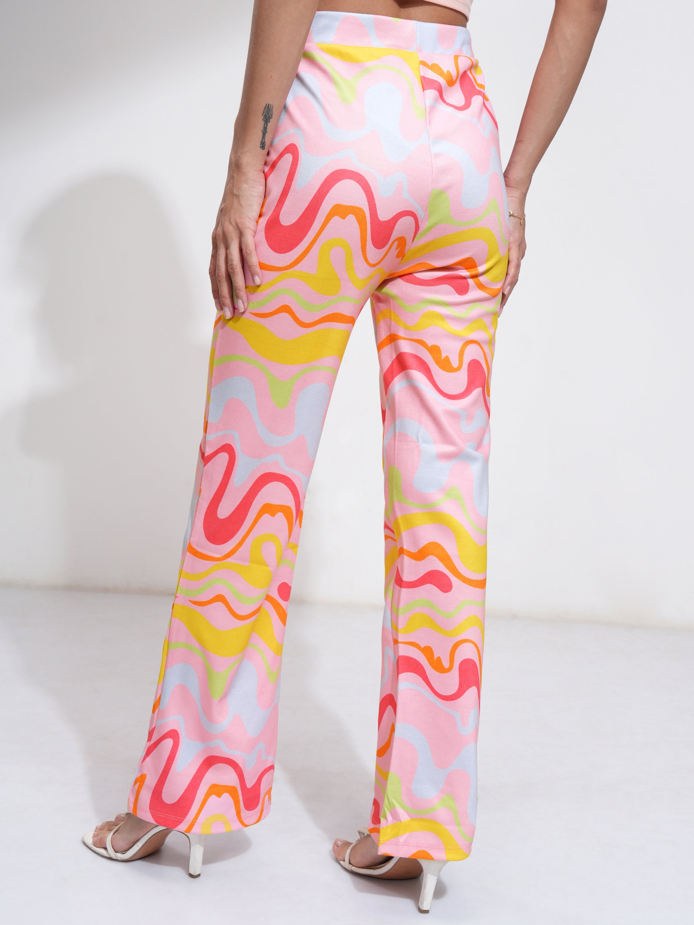 Tokyo Talkies Women Pink Printed Slim Fit Casual Trouser - Pink - Image 3