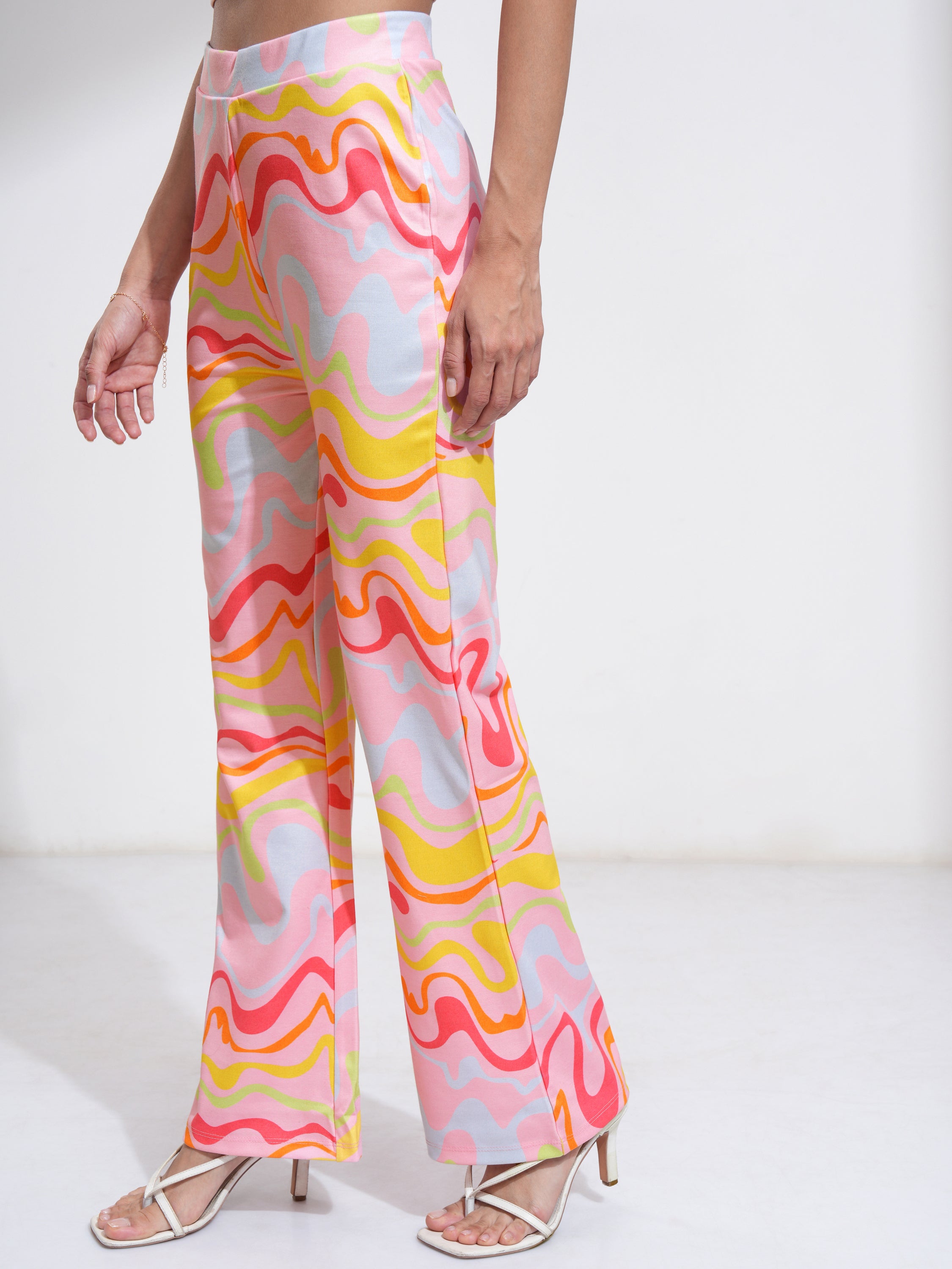 Tokyo Talkies Women Pink Printed Slim Fit Casual Trouser - Pink - Image 4