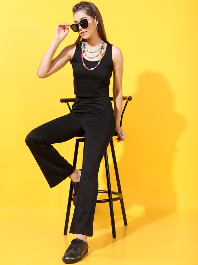 Tokyo Talkies Women Black Solid Bootcut Casual Trouser - Black - Image 2