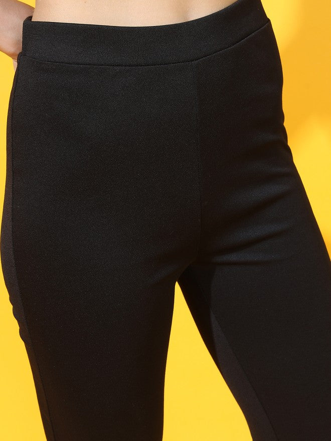 Tokyo Talkies Women Black Solid Bootcut Casual Trouser - Black - Image 4
