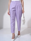 Tokyo Talkies Women Purple Solid Regular Fit Formal Trousers - Purple - Image 1
