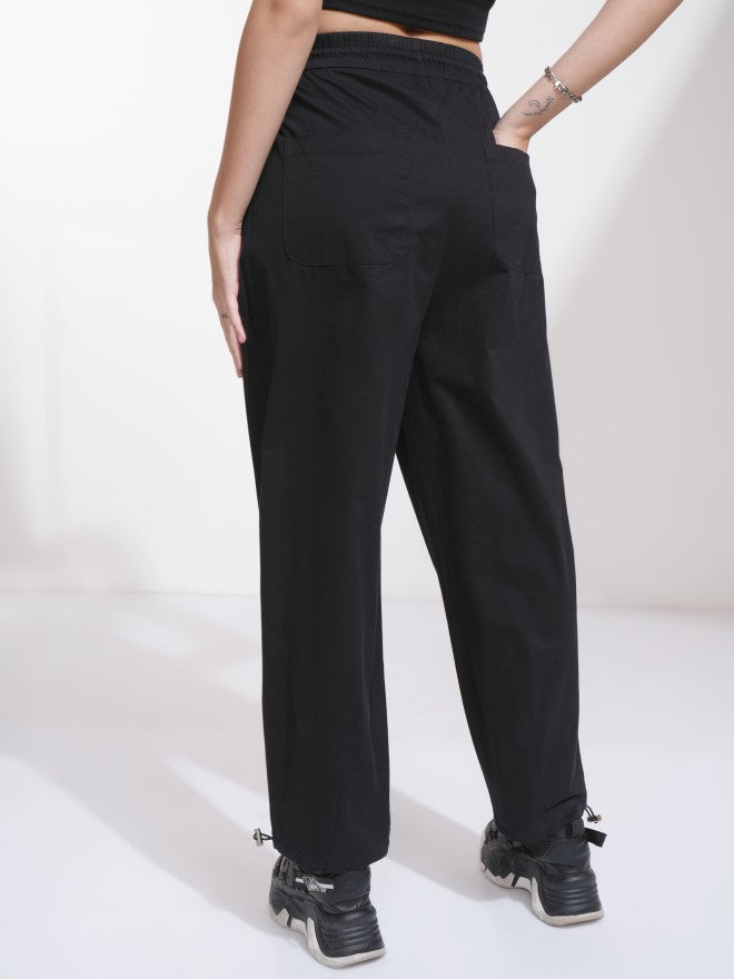 Tokyo Talkies Women Black Solid Regular Fit Casual Trouser - Black - Image 3