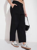 Tokyo Talkies Women Black Solid Regular Fit Casual Trouser - Black - Image 1