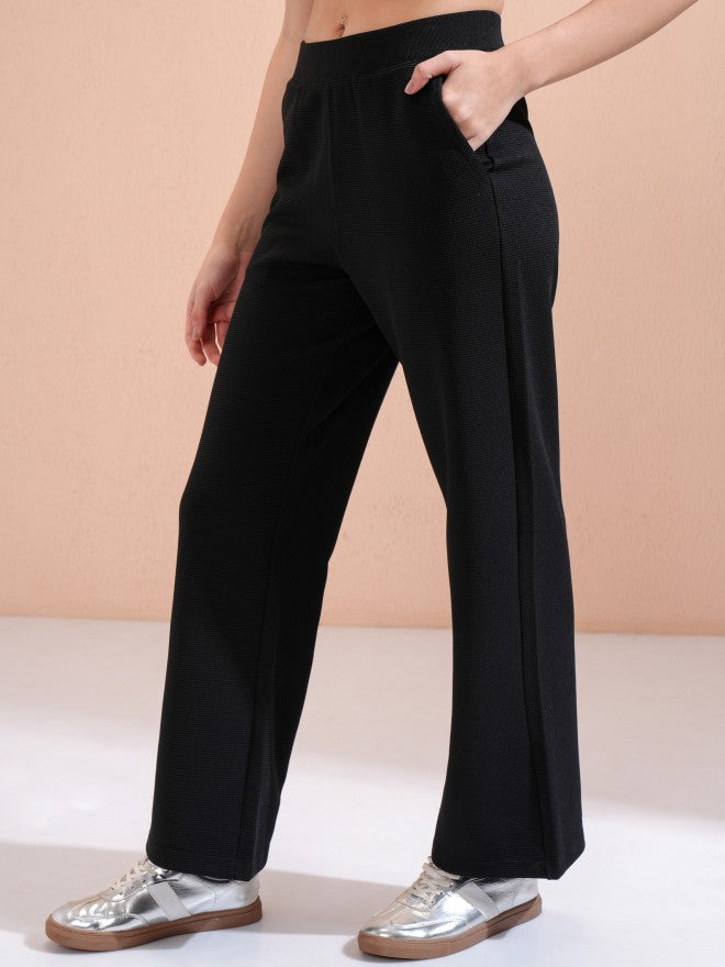 Tokyo Talkies Women Black Solid Straight Fit Casual Trouser - Black - Image 4