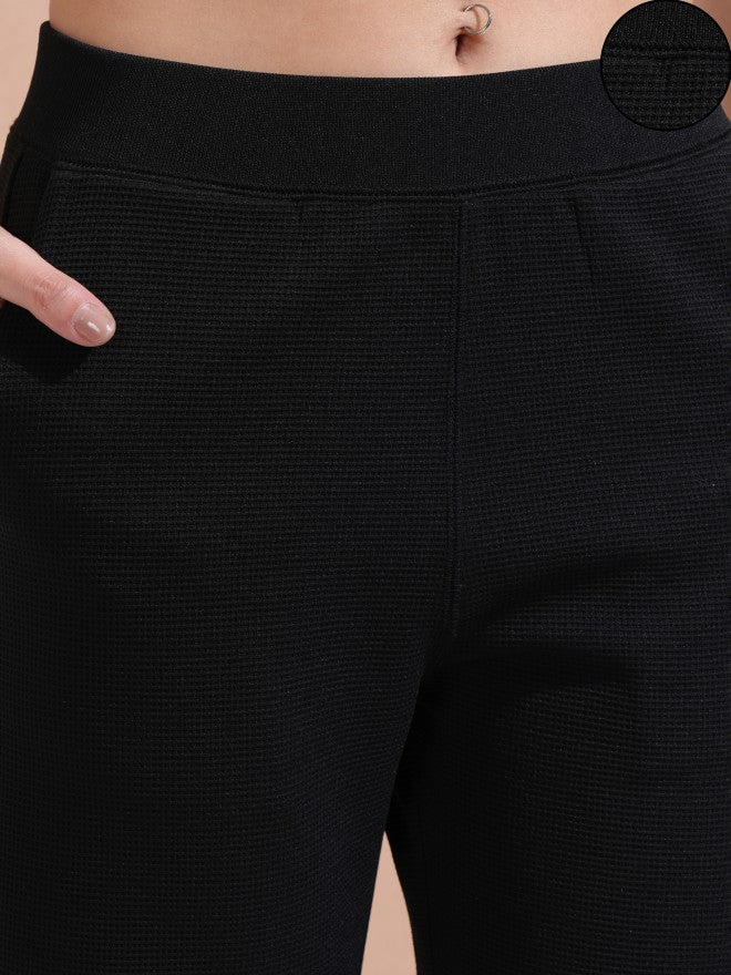 Tokyo Talkies Women Black Solid Straight Fit Casual Trouser - Black - Image 5
