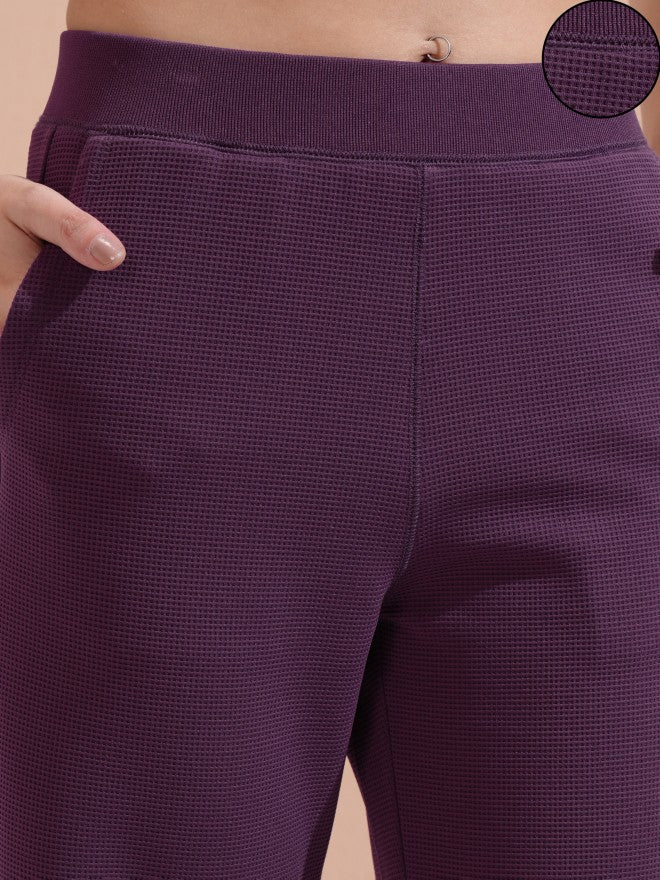 Tokyo Talkies Women Purple Solid Straight Fit Casual Trouser - Purple - Image 5
