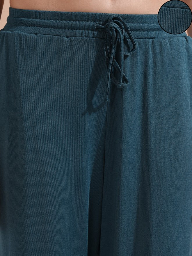 Tokyo Talkies Women Teal Solid Straight Fit Casual Trouser - Teal - Image 5