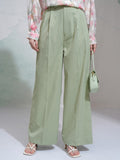 Tokyo Talkies Women Green Solid Regular Fit Casual Trouser - Green - Image 1