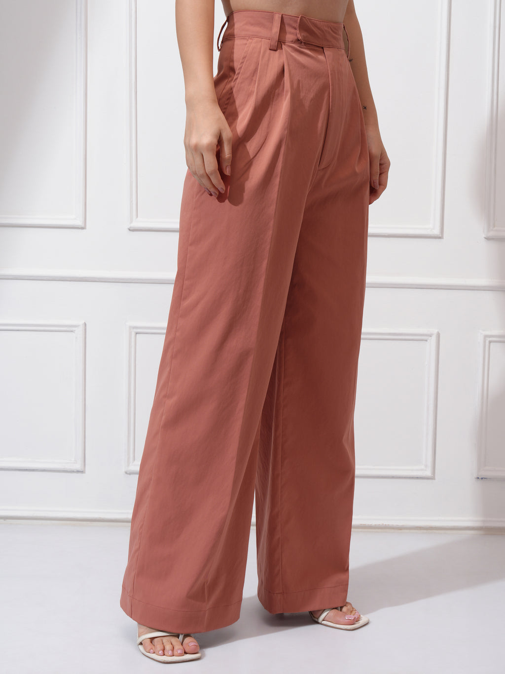 Tokyo Talkies Women Rust Solid Regular Fit Casual Trouser - Rust - Image 6