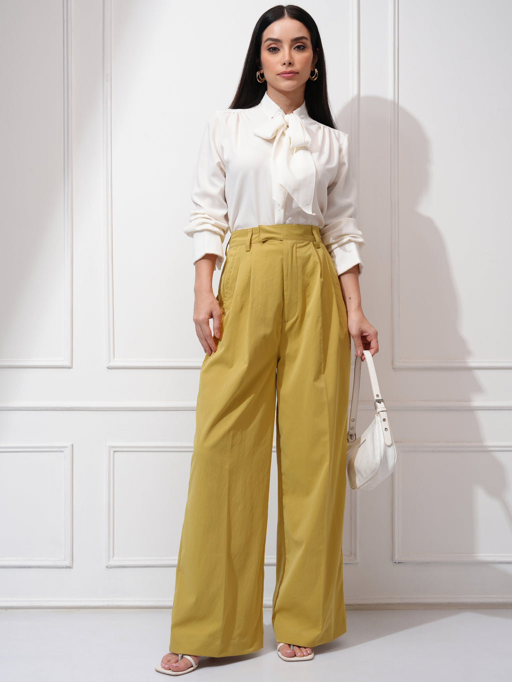Tokyo Talkies Women Mustard Solid Regular Fit Casual Trouser - Mustard - Image 2