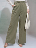 Tokyo Talkies Women Green Solid Regular Fit Casual Trouser - Green - Image 1