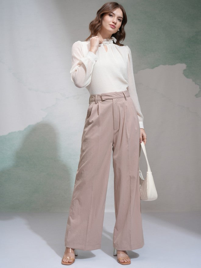 Tokyo Talkies Women Pink Solid Regular Fit Casual Trouser - Pink - Image 2