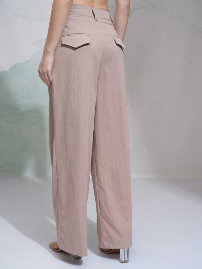 Tokyo Talkies Women Pink Solid Regular Fit Casual Trouser - Pink - Image 3