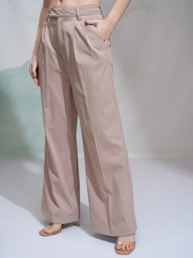 Tokyo Talkies Women Pink Solid Regular Fit Casual Trouser - Pink - Image 4