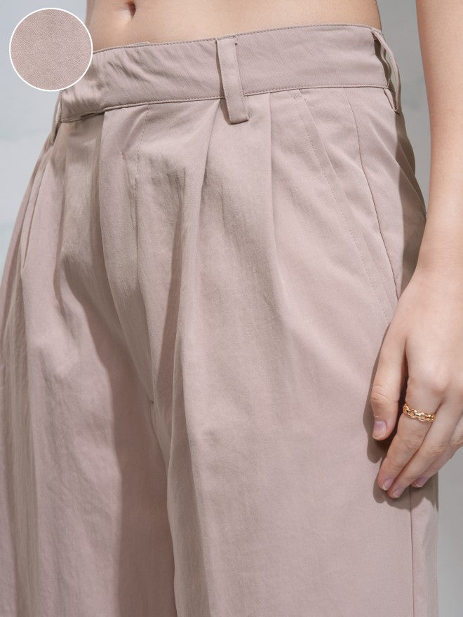Tokyo Talkies Women Pink Solid Regular Fit Casual Trouser - Pink - Image 5