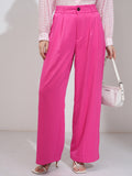 Tokyo Talkies Women Pink Solid Flared Casual Trouser - Pink - Image 1