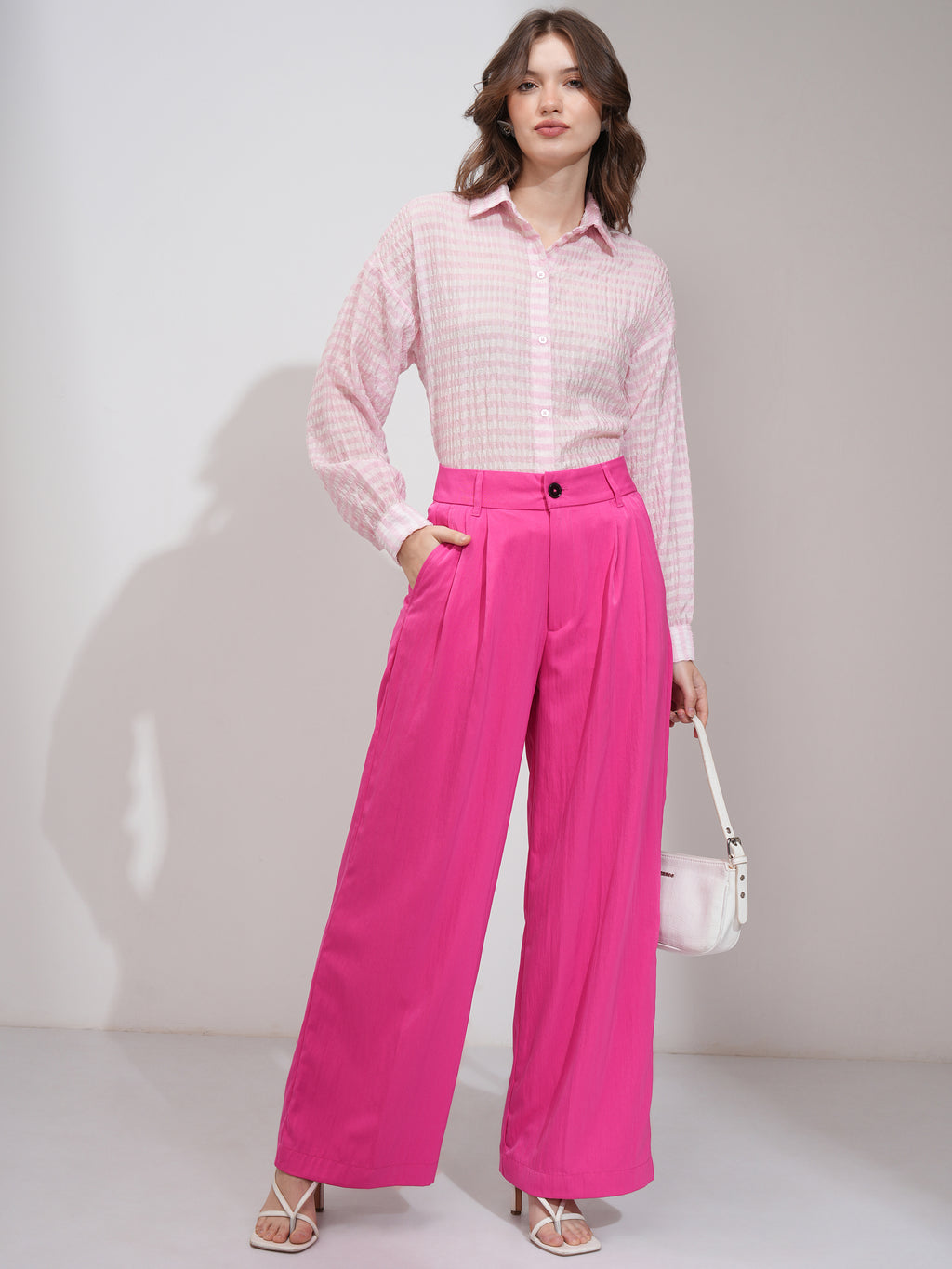 Tokyo Talkies Women Pink Solid Flared Casual Trouser - Pink - Image 2