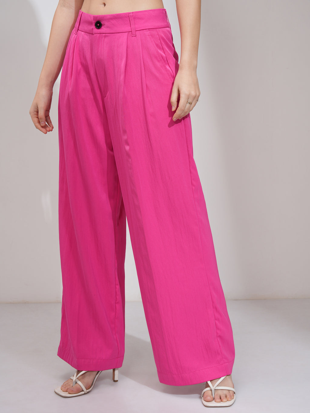 Tokyo Talkies Women Pink Solid Flared Casual Trouser - Pink - Image 4