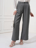 Tokyo Talkies Women Grey Solid Flared Casual Trouser - Grey - Image 1