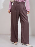 Tokyo Talkies Women Brown Solid Flared Casual Trouser - Brown - Image 1