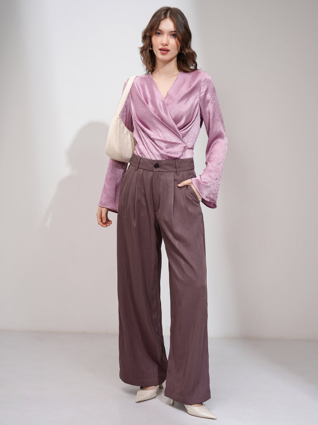 Tokyo Talkies Women Brown Solid Flared Casual Trouser - Brown - Image 2