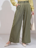 Tokyo Talkies Women Olive Solid Flared Casual Trouser - Olive - Image 1