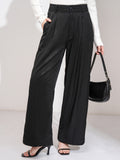 Tokyo Talkies Women Black Solid Wide Leg Casual Trouser - Black - Image 1