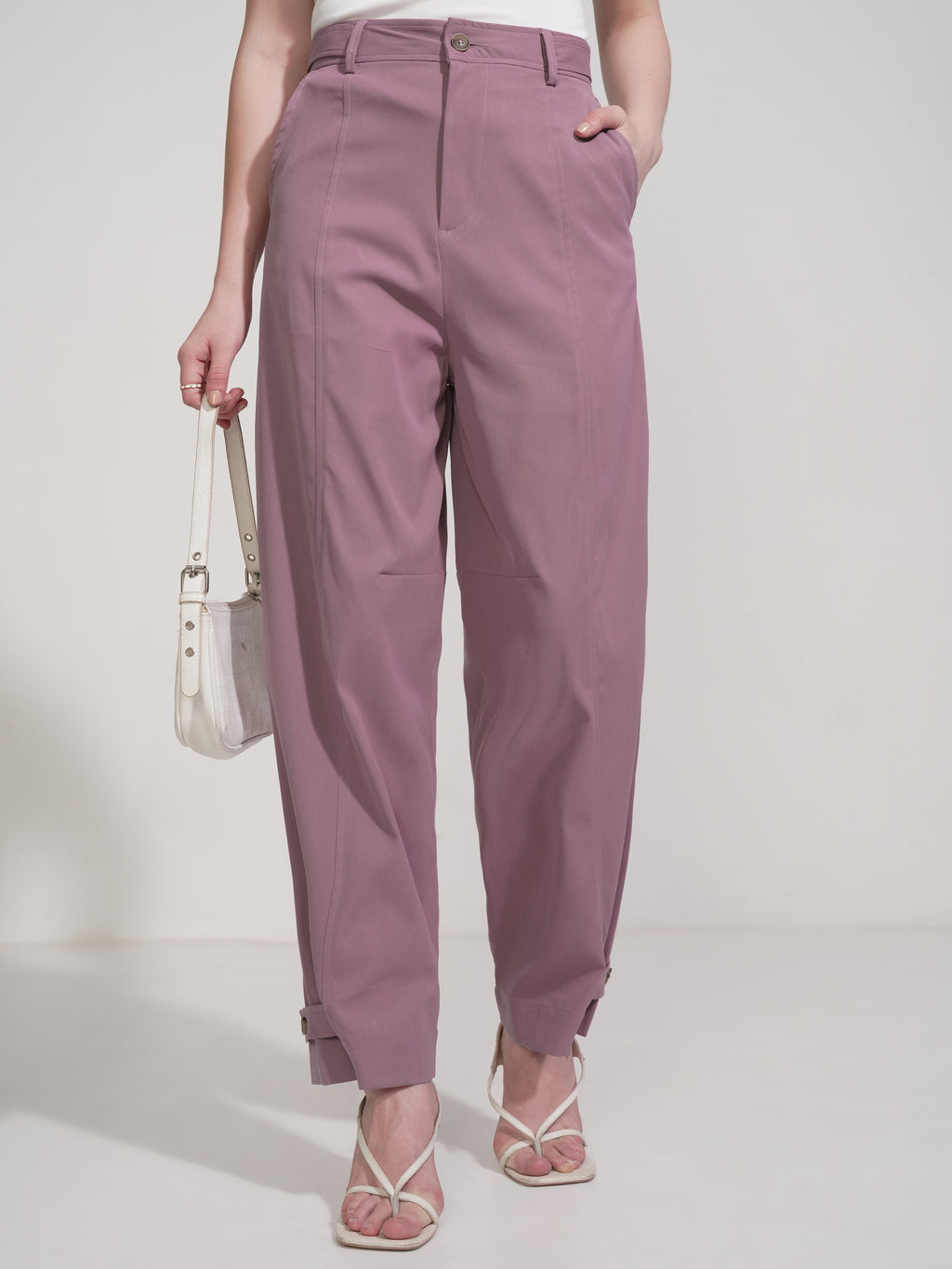 Tokyo Talkies Women Pink Solid Regular Fit Casual Trouser - Pink - Image 1