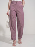 Tokyo Talkies Women Pink Solid Regular Fit Casual Trouser - Pink - Image 1