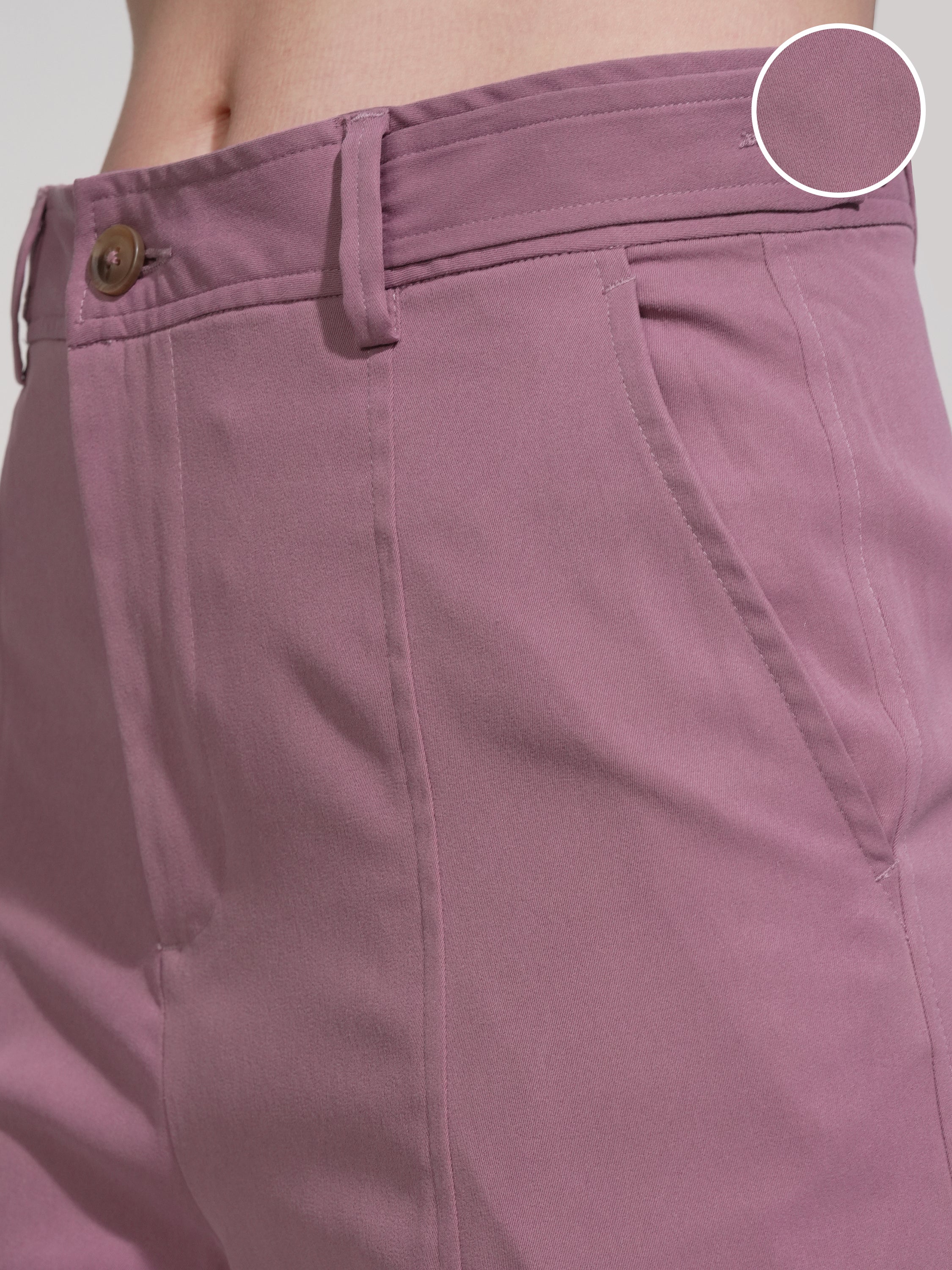 Tokyo Talkies Women Pink Solid Regular Fit Casual Trouser - Pink - Image 5