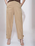 Tokyo Talkies Women Brown Solid Straight Fit Casual Trouser - Brown - Image 1