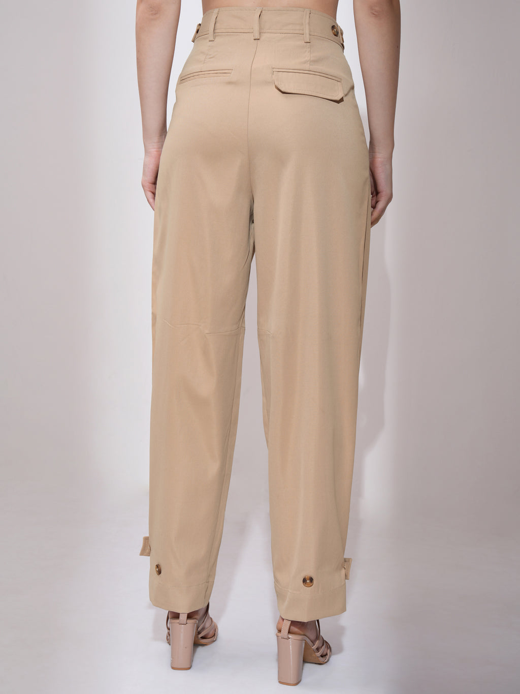Tokyo Talkies Women Brown Solid Straight Fit Casual Trouser - Brown - Image 3