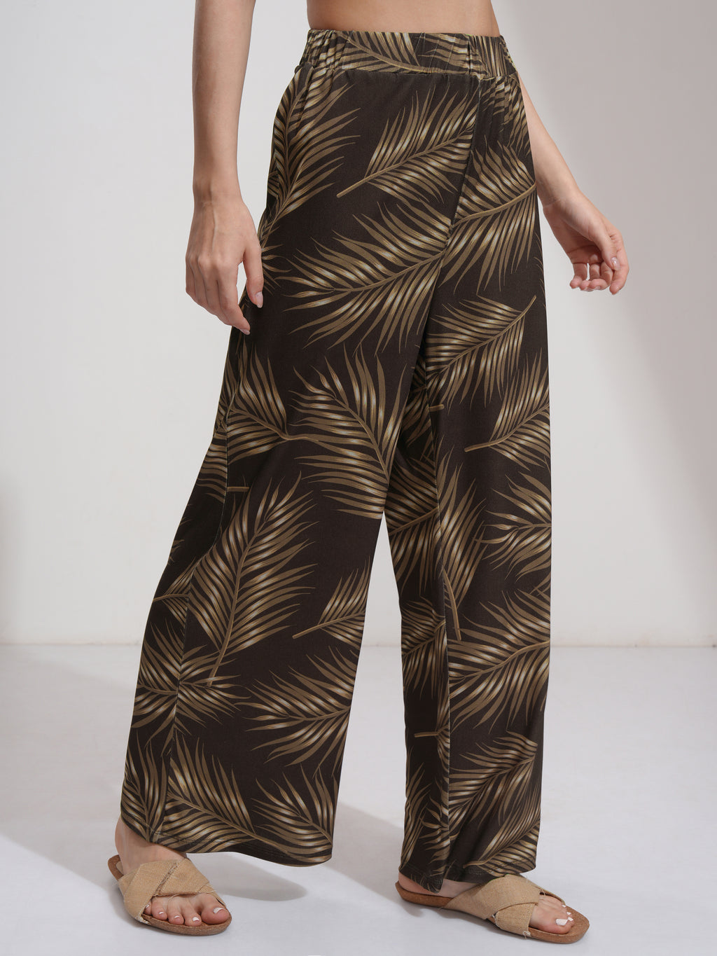 Tokyo Talkies Women Brown Printed Flared Casual Trousers - Brown - Image 6