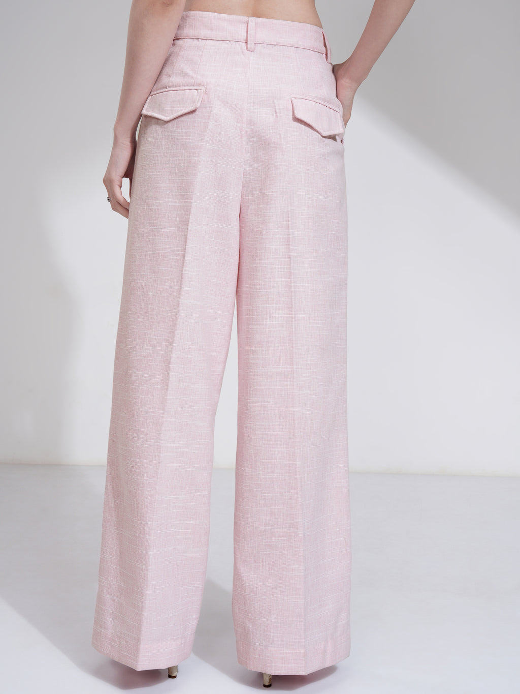 Tokyo Talkies Women Pink Solid Flared Casual Trouser - Pink - Image 3