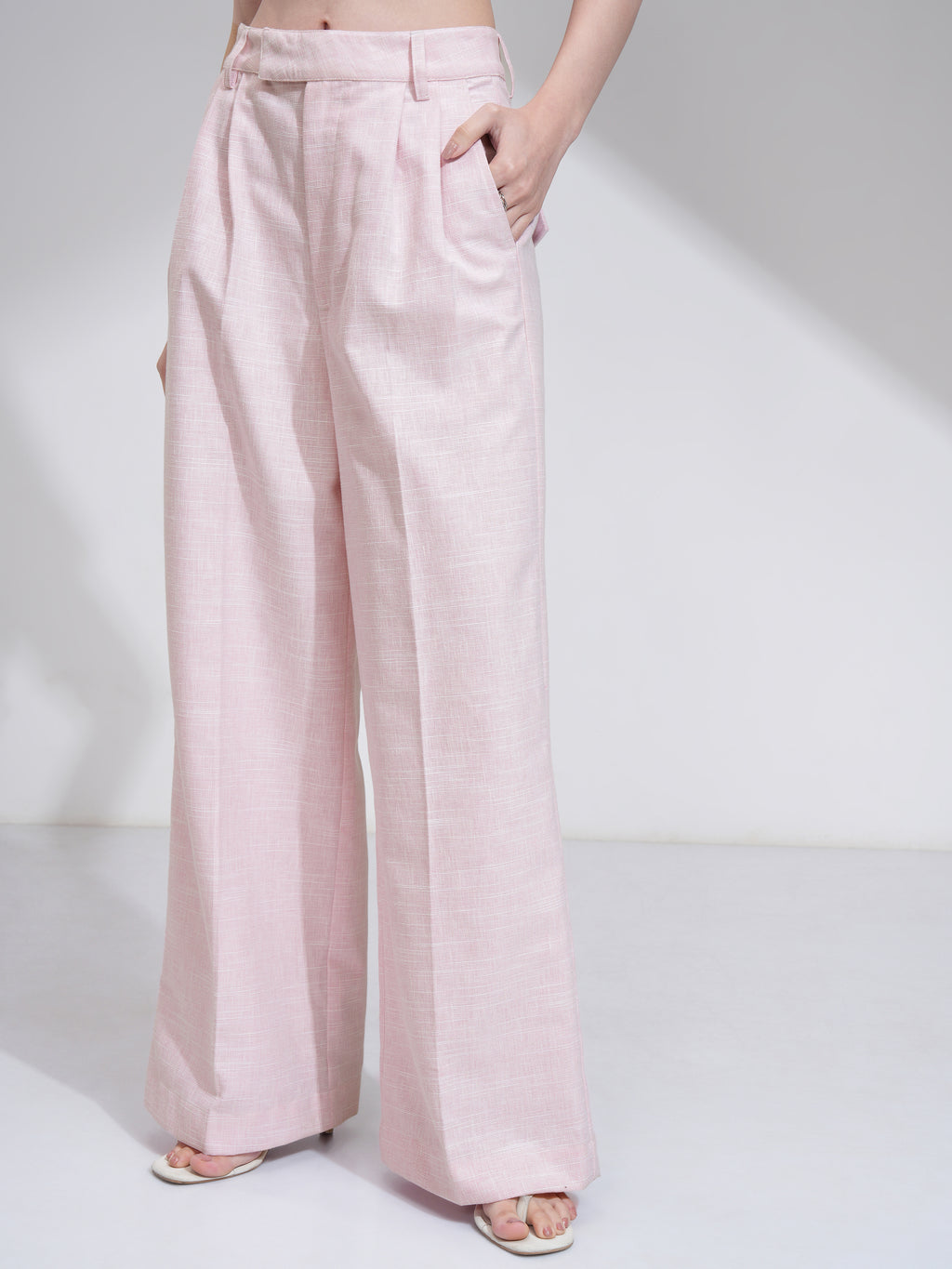 Tokyo Talkies Women Pink Solid Flared Casual Trouser - Pink - Image 4
