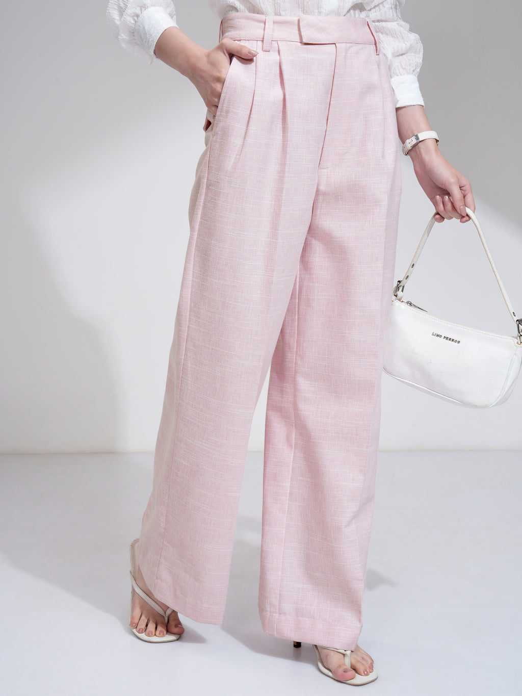 Tokyo Talkies Women Pink Solid Flared Casual Trouser - Pink - Image 6