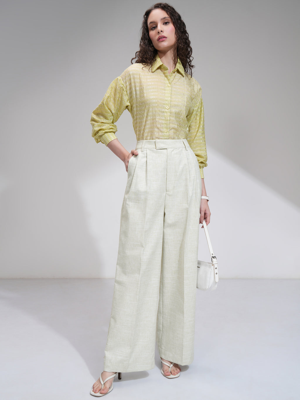 Tokyo Talkies Women Olive Solid Flared Casual Trouser - Olive - Image 2