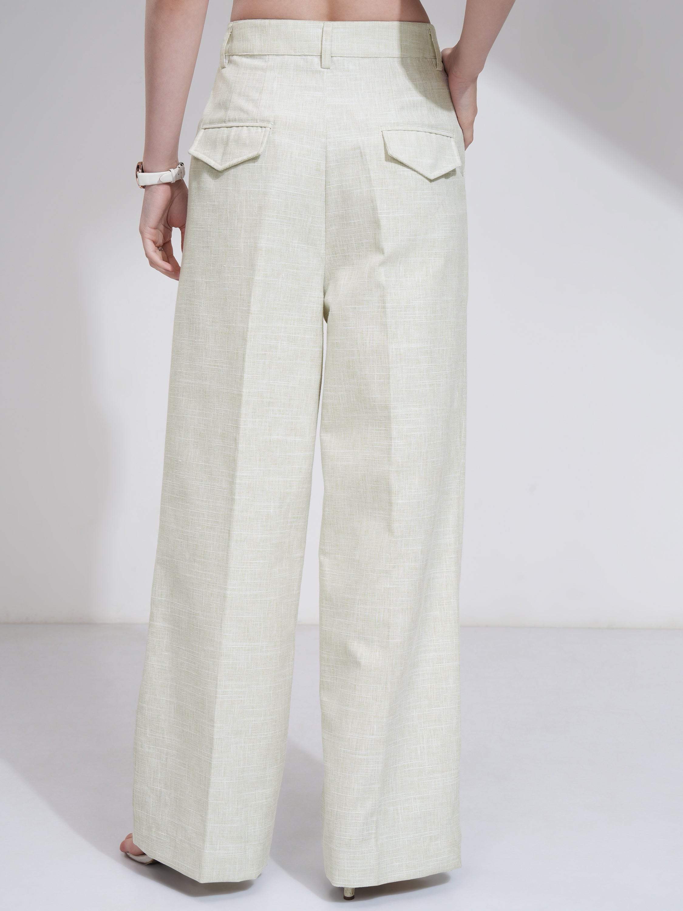 Tokyo Talkies Women Olive Solid Flared Casual Trouser - Olive - Image 3