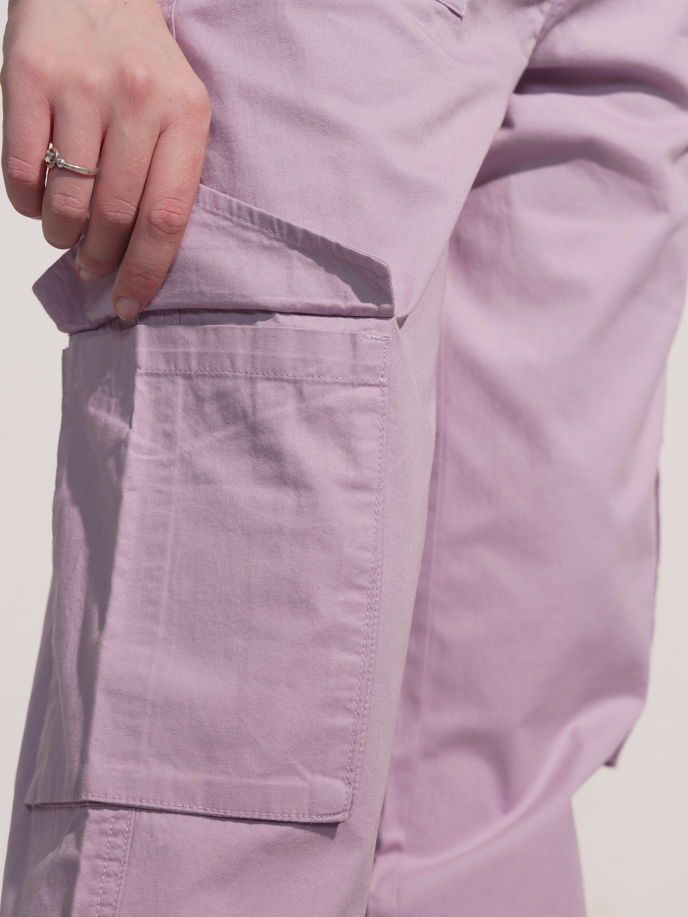 Tokyo Talkies Women Purple Solid Straight Fit Cargos - Purple - Image 7