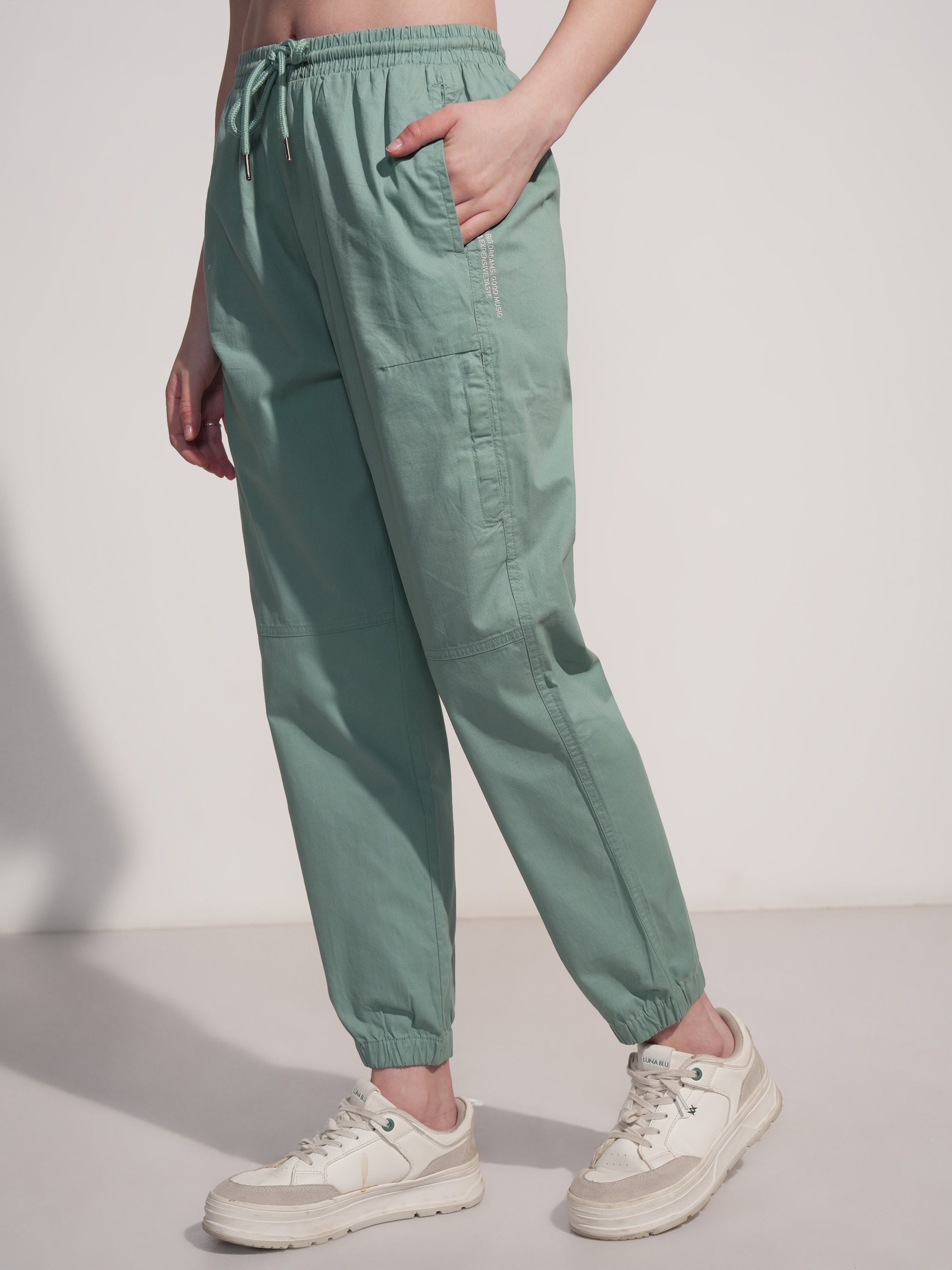 Tokyo Talkies Women Green Solid Regular Fit Joggers - Green - Image 4
