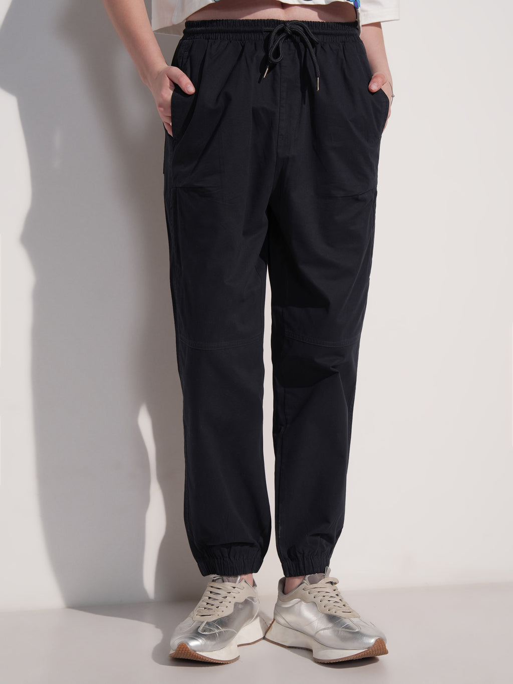 Tokyo Talkies Women Black Solid Regular Fit Joggers - Black - Image 1