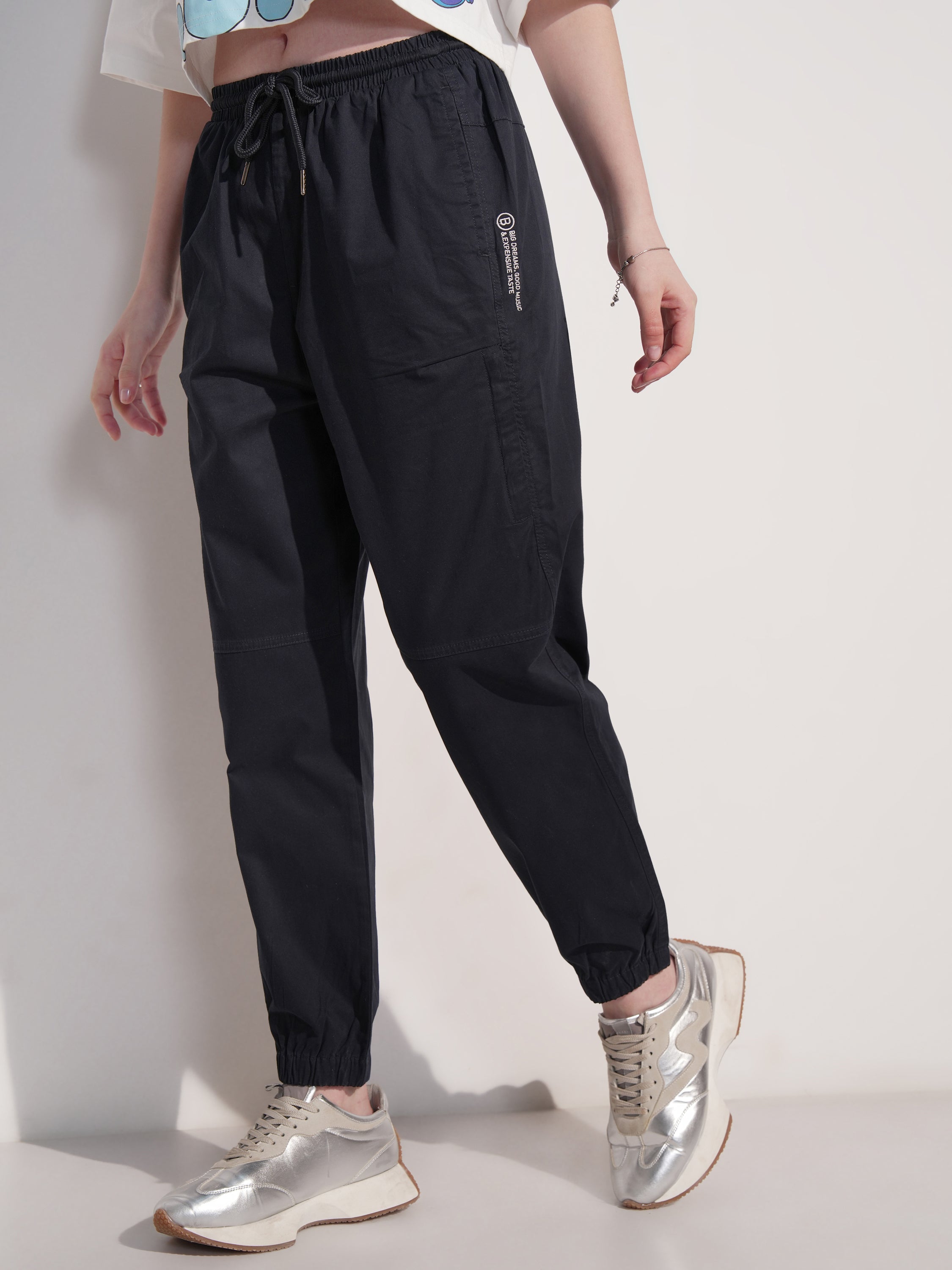 Tokyo Talkies Women Black Solid Regular Fit Joggers - Black - Image 4