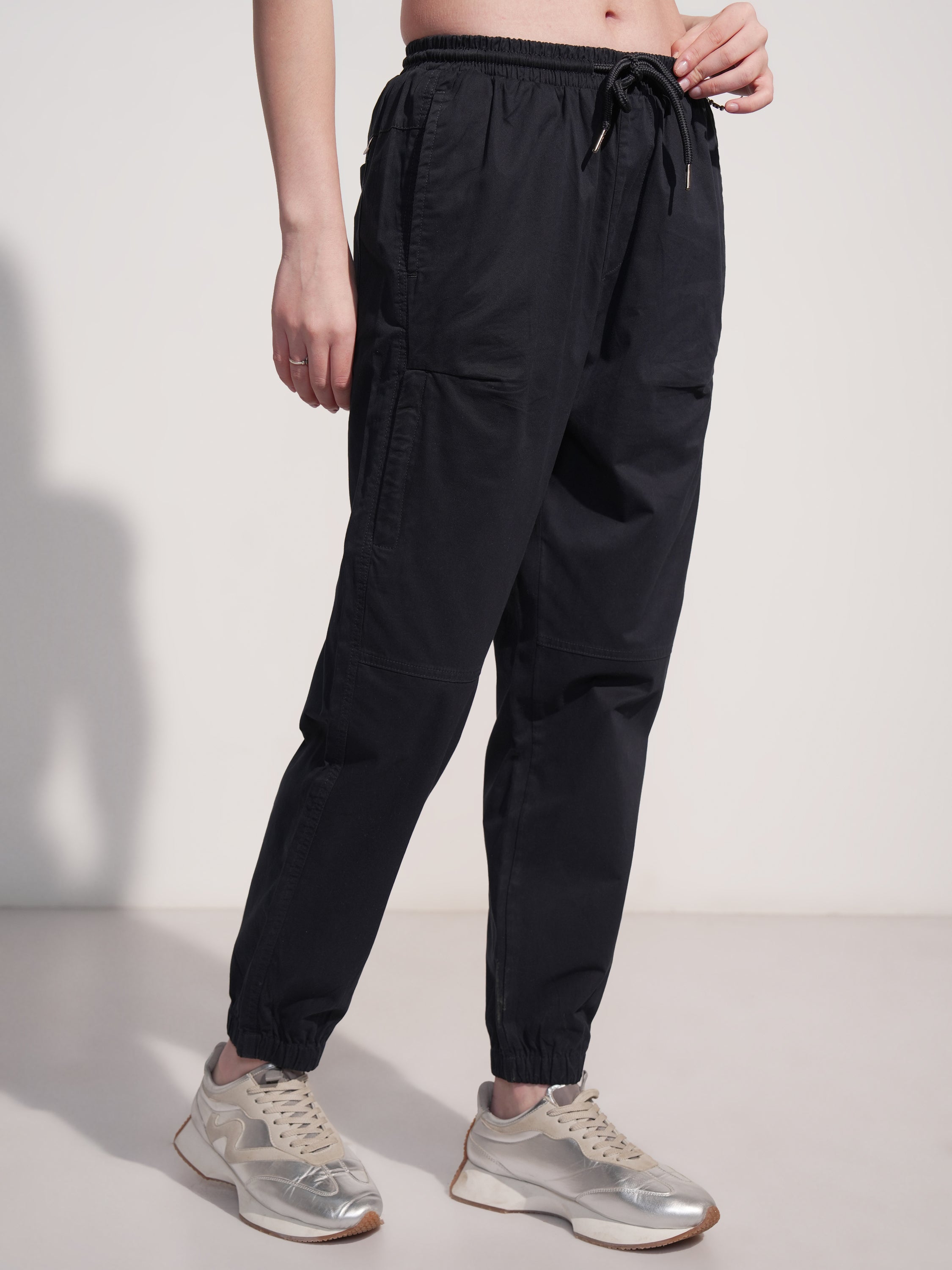 Tokyo Talkies Women Black Solid Regular Fit Joggers - Black - Image 6