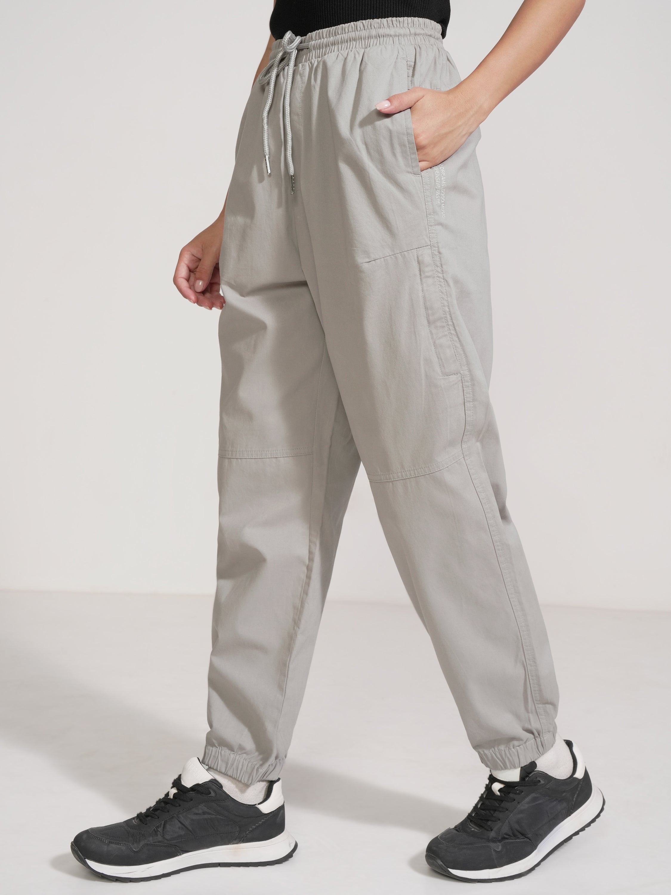Tokyo Talkies Women Grey Solid Regular Fit Joggers - Grey - Image 4