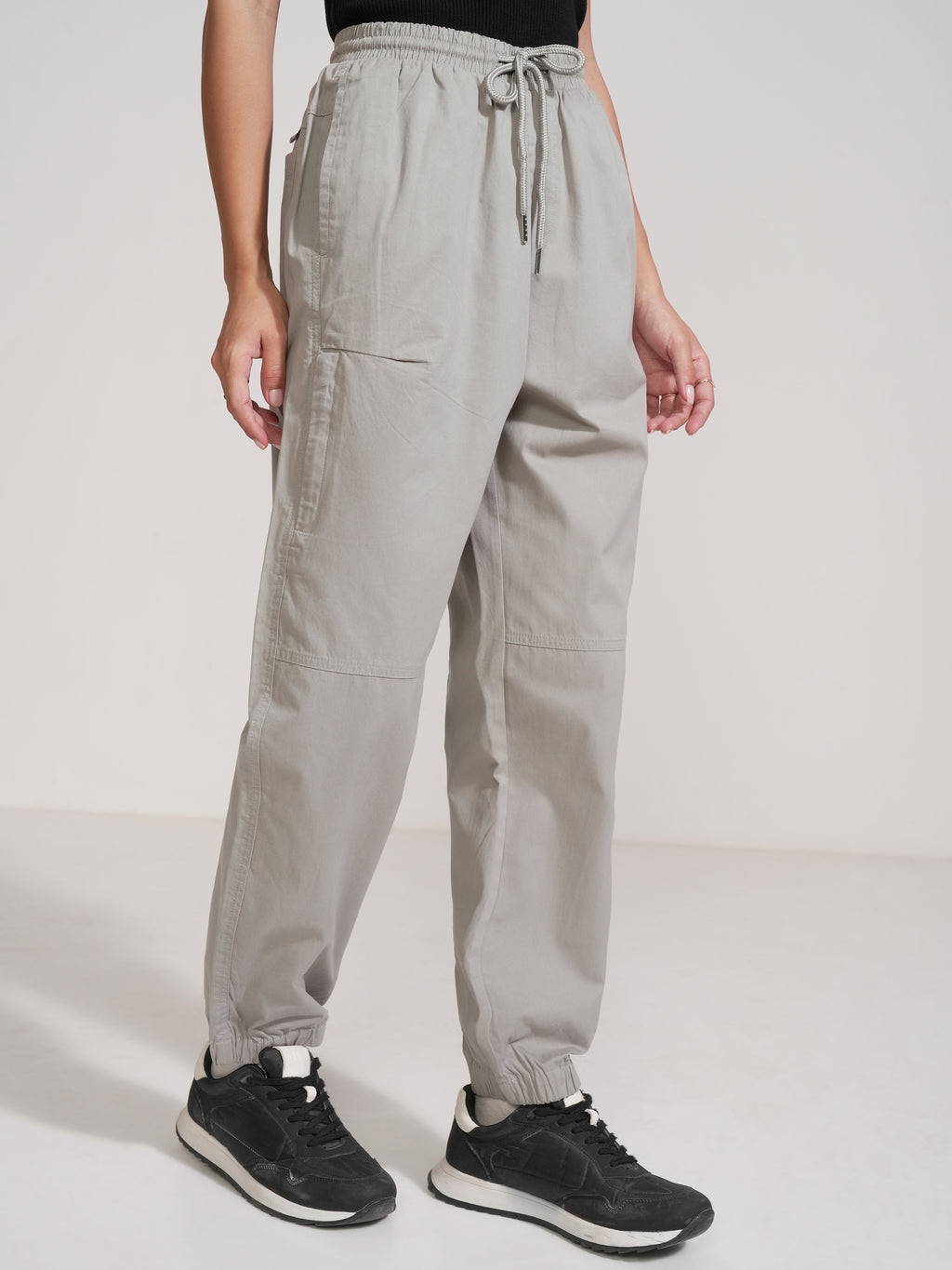 Tokyo Talkies Women Grey Solid Regular Fit Joggers - Grey - Image 6