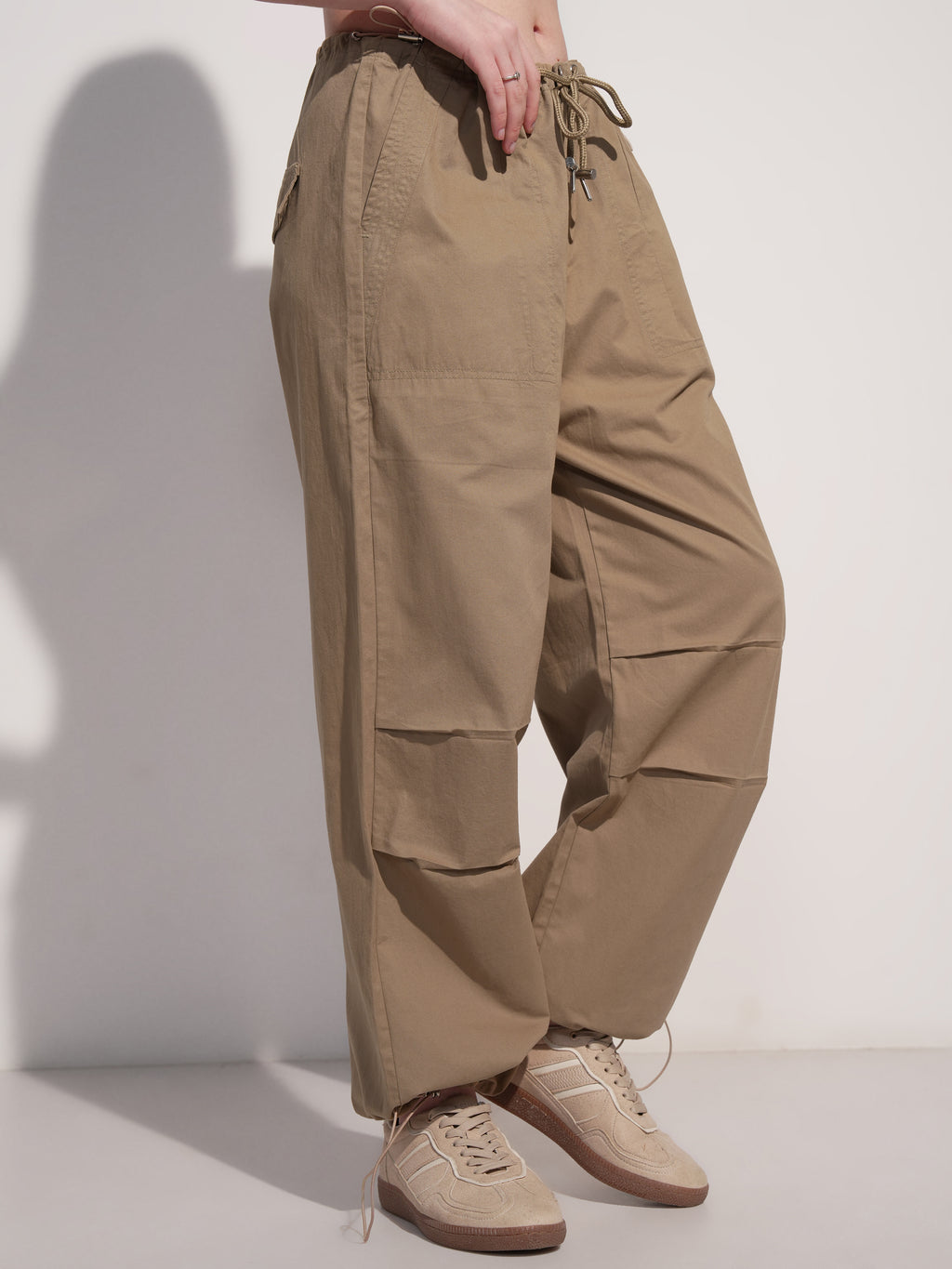 Tokyo Talkies Women Khaki Solid Baggy Joggers - Khaki - Image 6